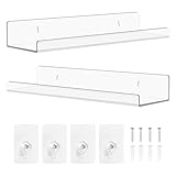 Kitnelw 2 Stück Wandregal Ohne Bohren Acryl Schwebendes Regal mit Schrauben Kleberegal Wand für Kleine Objekte 30 x 8 x 3,5 cm