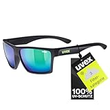 uvex LGL 29 - Sonnenbrille für Damen und Herren - starker Schutz vor Sonnenstrahlung - inkl Schriftzug auf den Bügeln - black matt/green - one size