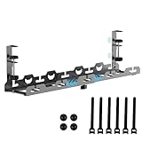 Kabelkanal Schreibtisch Schwarz Ohne Bohren, Einziehbar 44-74CM Kabelmanagement Schreibtisch, Verstellbarer Metall Kabelhalter Kabelwanne Kabel Organizer Tisch, Kabelkorb Klemmbar für Büro Zuhause