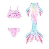Bikini Mädchen 152, Meerjungfrauenflosse Mädchen Schwimmen Badeanzug Meerjungfrau Flosse Jugendliche Bikini Tankini Badehose Schwimmflossen Monoflosse, Gelb, 12-13 Jahre