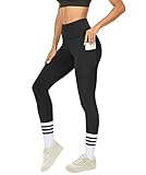 DDOBB Sport Leggings Damen Mit DREI Taschen Bauchweg Leggins Wasserdicht Sporthose High Waist Blickdichte Lang Po Push Up Yoga Hosen,Normal-schwarz,L