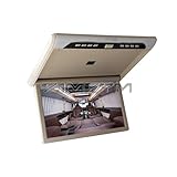 AYJYZHIAG Automonitor 19 Zoll 1920 * 1080P LCD-Bildschirm Dachmontage Flip Down MP5-Player mit HD-Deckenmonitor TV for Autobus-Zubehör(Beige)