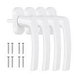 Lavck Fenstergriffe Weiß, 4 Stück Fenstergriff Aluminium Fensterschloss Balkontürgriff ohne Schließzylinder, in Stiftlänge 35mm, Türgriffe mit Schrauben für Fenster, Terrassentüren und Balkontüren