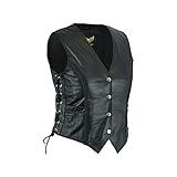 Leatherick Damen Braided motorradfahrer stil Leder weste schwarz - XL (14)