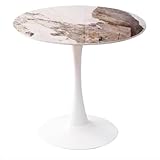 NZVZGKTNTW 60/70/80 cm Runder Esstisch, Granitplatte, Metallsäulenbeine, Tulpen-Couchtisch, Freizeit-Beistelltisch for Wohnzimmer, Café Und Küche(80cm)