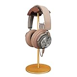 Kopfhörer Ständer Headset-Ständer aus Walnussholz und Aluminium, Gaming-Headset-Halter aus Naturnussholz mit solider, schwerer Basis for die Präsentation auf dem Tisch Kopfhörer Halter(Golden)