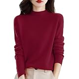 Weste Pullunder Damen langärmelig, einfarbig, Pullover mit einem Basisshirt, Warmer, lockerer - und Winterpullover Womens Sweaters (Wine, XXL)