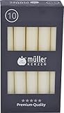 Candelo 10er Set Tafelkerzen - Kerze Beige - 18,5cm 7,5 Std Brenndauer - Spitzkerzen für Kerzenständer und Kronleuchter - Leuchterkerzen Stabkerzen