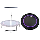 LEAPS & REBOUNDS 101,6 cm verstellbare Stabilitätsstangenbefestigung mit 101,6 cm Mini-Fitness-Trampolin und Heim-Fitness-Rebounder für Cardio-Übungen, Lila