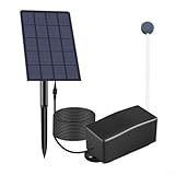 Solar-Sauerstoffpumpe, 2,5 W, 6 V, Teichbelüfter-Set mit Kabel, 0,8 l/min Blasenausgang, für Aquarien bis zu 1 m Tiefe, solarbetrieben