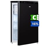 CHIQ CTT107BC 107 Liter Kühlschrank, Höhe 845 mm, Tiefe 556 mm, Platzbedarf nur 0,3 ㎡, Mikro-Gefrierfach, Vario Box, 7 Temperaturregelstufen, geräuscharm, Schwarz,12 Jahre Garantie auf den Kompressor