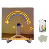 Hipzeepo LED-Notizbrett mit Ständer und 7 Farbstiften, 2025 Leuchtendes LED-Zeichentablett für Kinder, LED-Notizbrett mit Farben Medium-20x20CM