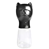 xilinshop Hund Wasserspender Hunde-Wasserflasche, dichtsicherer tragbarer Hund und Katze Reisen Wasserbecher, Haustier Outdoor-Trinkflasche (schwarz, weiß) Futter und Wasserspender (Color : Black)