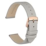 WOCCI 18mm Elegantes Uhrenarmband für Damen mit Roségoldener Schnalle (Grau)