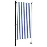 vidaXL Außenrollo, Senkrechtmarkise mit Kurbel, Einziehbar Sichtschutz für Terrasse Balkon, Sonnenschutzrollo, Blau Weiß 100x270cm Stoff Stahl