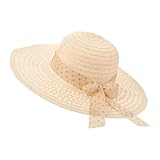 Happyyami Fischerhut Für Damen Gewebter Strandhut Sonnenblende Leichter Hut Atmungsaktiver Sonnenhut Praktischer Sonnenhut Flacher Strohhut Große Traufen Polyester Sommerhut Fräulein