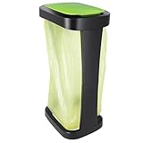 HRB Gelber Sack Ständer mit Schwingdeckel, stabiler Mülleimer Küche für Müllbeutel 70-120L, ideal als Pfandflaschen Sammelbehälter, hochwertiger Müllsackständer für Haushalt und Gewerbe