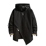 GURUNVANI Herren Kapuzenjacke Windbreaker Jacke Reißverschluss Patchwork Hoodie Anorak, Jk1617black, XL