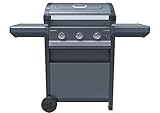Campingaz Gasgrill 3 Series Select, BBQ Gas-Grillwagen mit 3-Brennern aus Edelstahl, Deckel mit Thermometer, InstaClean Aqua, Culinary Modular System, 10.2 kW Leistung, Außenküche, Grau