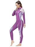 PROTAURI Neoprenanzug Damen 3MM Lang Neopren Reißverschluss Tauchanzug Warm Thermo Halten Ultra Stretch Nassanzüge Wetsuit,UV Schutz Badeanzug für Schnorcheln/Surfen/Kanufahren/Schwimmen