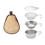 LIUTIAOP 4 Stücke Outdoor Tragbare Edelstahl Camping BBQ Geschirr Schüssel Tasse Topf Sets Kochgeschirr Picknick Schüssel Für Wandern Grill Tragbare Camping Tasse