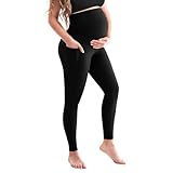 SINOPHANT Damen Umstandsleggings Hohe Taille Umstandshosen mit Taschen Blickdichte Schwangerschaftsleggings Weiche Elastische Umstandsmode Zuhause Yoga XXL