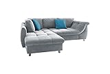 Ecksofa mit Schlaffunktion in Grau mit großen...