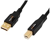 Amazon Basics, USB-2.0-Kabel kompatible mit Drucker, Typ A auf Typ B, mit vergoldeten Anschlüssen, 3 m, Schwarz