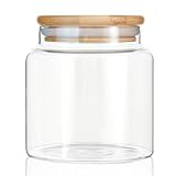 INCETUE Vorratsdosen Glas mit Deckel, 480ML Vorratsgläser mit Luftdicht Bambusdeckel, Deko Küche Glasbehälter für Müsli, Pasta, Nudeln, Mehl, Kaffeebohnen, Overnight Oats - Klein