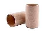 Wooden World 2x Holzbecher Tasse Runde für Bleistift Bleistift auf Schreibtisch Stationäre Lieferungen Büro Organisation