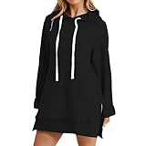 Générique Damen-Kapuzen-Sweatshirt, Langarm, Schlitz, Jacke, Sweatshirt, einfarbig, vielseitig, lässig, schick und elegant, modisch, personalisierbar, mit Tasche, Hoodies, Winter, Sport, blau, 52