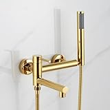 Wannenarmatur Duscharmatur Wandmontage 90° Schwenkbar Einhebel mit Duschkopf und Schlauch Set für Wasserhähne