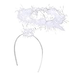 Boland 52860 - Haarreif Engelsschein weiß-silber, Halo, Heiligenschein, One Size, Glitzer, Marabou, Federn, Prinzessin, Weihnachten, Karneval, Halloween, Fasching, Mottoparty, Kostüm, Theater, Accessoire