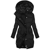 EMATOP Warm Winterjacke Damen Lang Baumwolle Parka Jacke Winddicht Wintermantel mit Kapuze Fleecejacke Langarm Einfarbig Mantel Elegant Bequem Outdoorjacke Flauschig Kuschelig Winterparka
