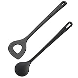 Westmark Spitzlochlöffel + Rühr-/Kochlöffel-Set, 2tlg., Hochhitzebeständig bis 270 °C, Kunststoff, Gentle-Plus, Schwarz, 288722E9