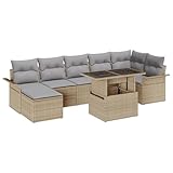 ZQQLVOO 8-teilige Garten Sofa Set mit Kissen Beige Poly Rattan 使用逗号” for 室内