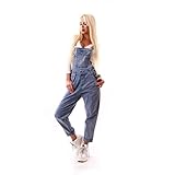 OSAB 77119 Fashion Oversize Damen Jeans Latzhose Hose Pants Träger Worker Style Wide Leg