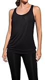 WANGZHI Tank Top Damen Yoga Shirt Sport Tanktop Ärmellos Fitness Oberteil,Black,L