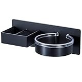 YYBO Fönhalter Ohne Bohren, Glätteisen Halterung, Föhn Halterung für Haartrockner und Glätteisen, Föhnhalter Wand, Haartrocknerhalter Wandhalterung, Selbstklebend Fönhalterung für Bad Hotel (Schwarz)
