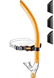 CAPAS Training Schwimmen Schnorchel für Runde Schwimmen, ideale Passform, Schwimmer-Schnorchel mit Flüssigkeit Silikon Mundstück verstellbaren Riemen Swivel Stirnband, für Erwachsene Männer Frauen