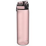 ion8 Trinkflasche, 500 ml, Auslaufsicher, Einhandöffnung, Sichere Verriegelung, Spülmaschinenfest, BPA-frei, Tragegriff, Klappdeckel, Leicht zu Reinigen, Klimaneutral, Rosa Blüte