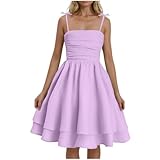 Damen-Spitzenkleider für Damen, Slip, Midi, kniehoch, niedlich, gerüscht, Cami, Knoten, gestuft, einfarbig, Sommer-Herbstkleider 2025, W-916, Violett, M