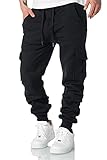 REPUBLIX Herren Cargo Sweatpants Sporthose Jogginghose Jogger Trainingshose R6102 Schwarz XL