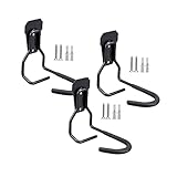 Harilla 3X Schwarze Fahrradaufbewahrungshaken Rack Halter Wandmontage Fahrradhakenständer Heavy Duty Vertikale Fahrradaufbewahrung Hängende Garage Indoor