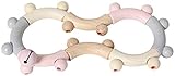 Hess Holzspielzeug 11105 - Motorik-Rassel aus Holz in Form einer Acht, Nature Serie in Rosa, mit beweglichen Teilen, ab 6 Monaten, handgefertigt, für Greifübungen