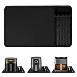 Hitzeschutzmatte für Heißluftfritteuse, 65x40cm feuerfeste Backmatte mit abnehmbarer Silikonschicht, hitzebeständige Unterlage zum Schutz des Tisches für Ninja, Philips, COSORI, Tefal (Schwarz)