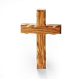 KASSIS Olivenholz Kreuz schlicht zum Aufhängen Wandkreuz Deko Geschenk zur Firmung Geburt Kommunion Taufe 12 x 8 cm