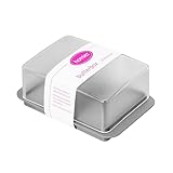 homeXpert Butterdose, Butterbox aus Kunststoff für 250g Butter - mit transparentem Deckel in Grau, Butterbehälter zum servieren, Spülmaschinenfest, passend für Kühlschranktüre