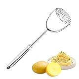 Kartoffelstampfer edelstahl,Kartoffelstampfer mit Kartoffelpüree,Integrierter Stampfer,Einteiliges Potato Masher für Kartoffelbrei, Gemüse, Früchte,Avocado