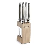Lou Laguiole Steakmesser Set 6-teilig | 2511 Steakmesser mit Tradition und Stil | Griffe in Pfeffer, Perle & Taupe | Wellenschliff Messer